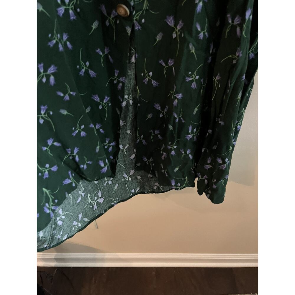 ModCloth X Collectif Skirt Sz US 10 Green Purple Flowers Buttons - Picture 4 of 5